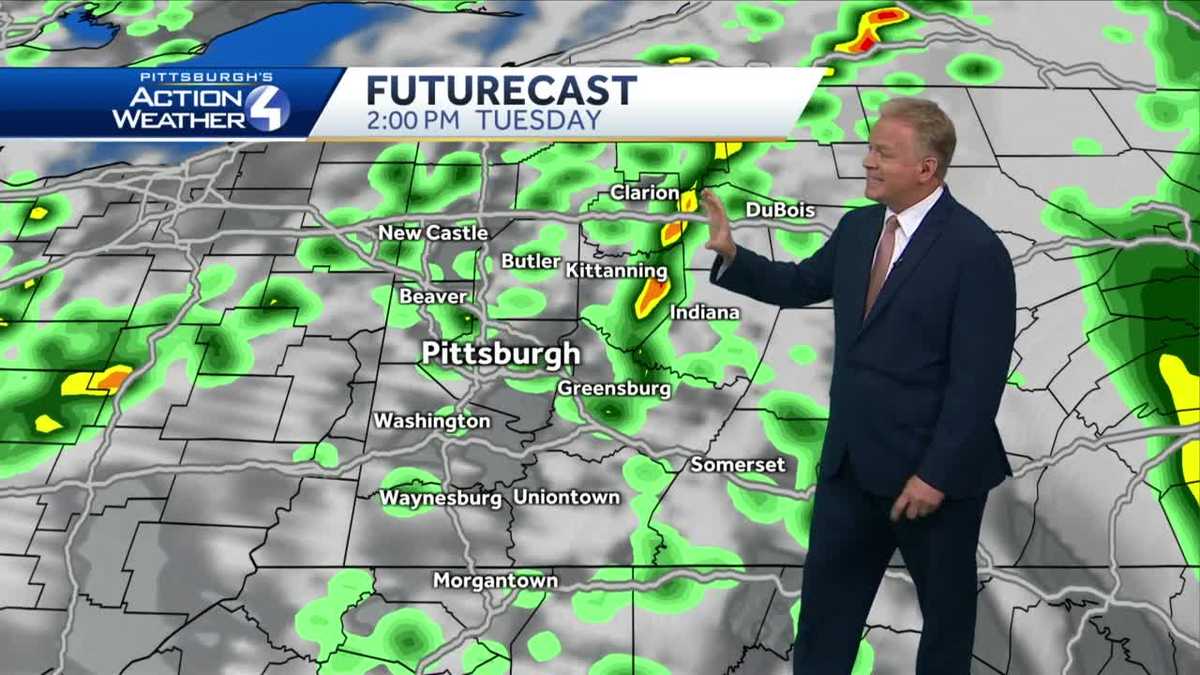Mostly cloudy skies tonight, scattered showers on Tuesday