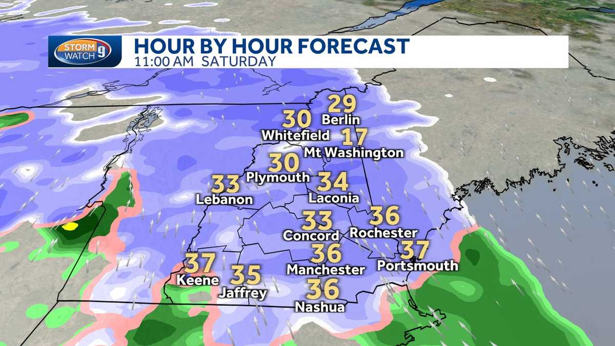 NH hourly forecast Wintry mix for Saturday