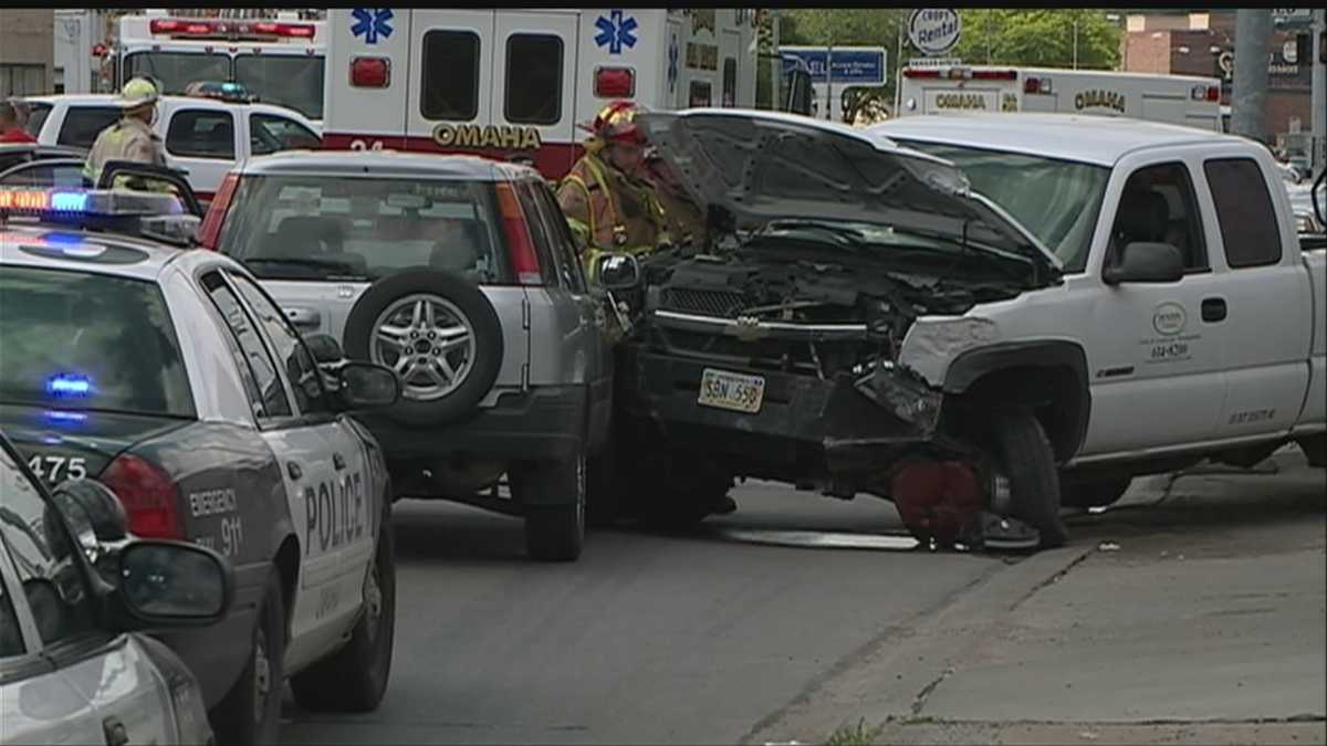 Driver runs red light in stolen truck, causes series of crashes