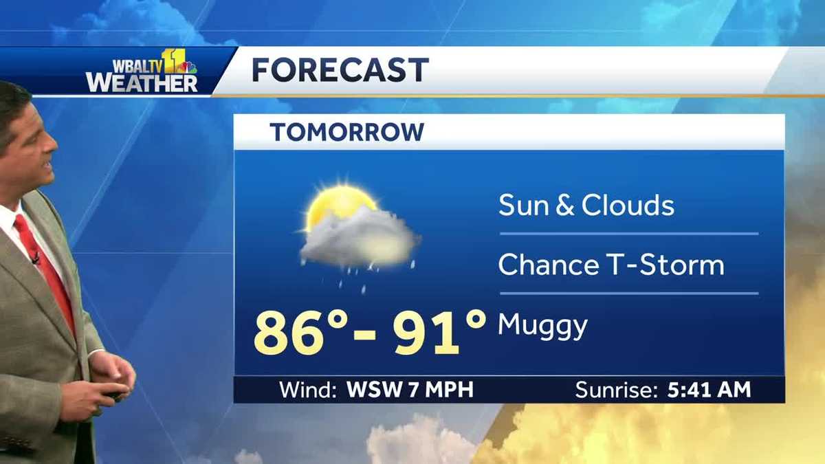 Chance for T-storms Sunday, temps to climb into 90s