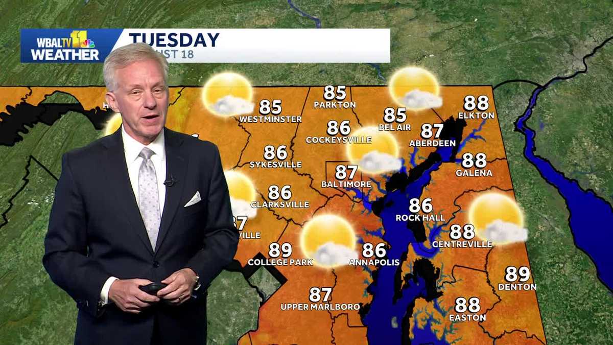 Hot and humid Tuesday in the Baltimore area