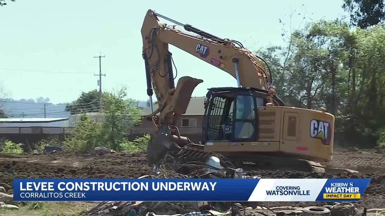 Levee construction underway at Corralitos Creek