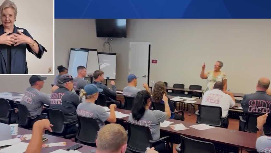 Florida firefighters learning sign language
