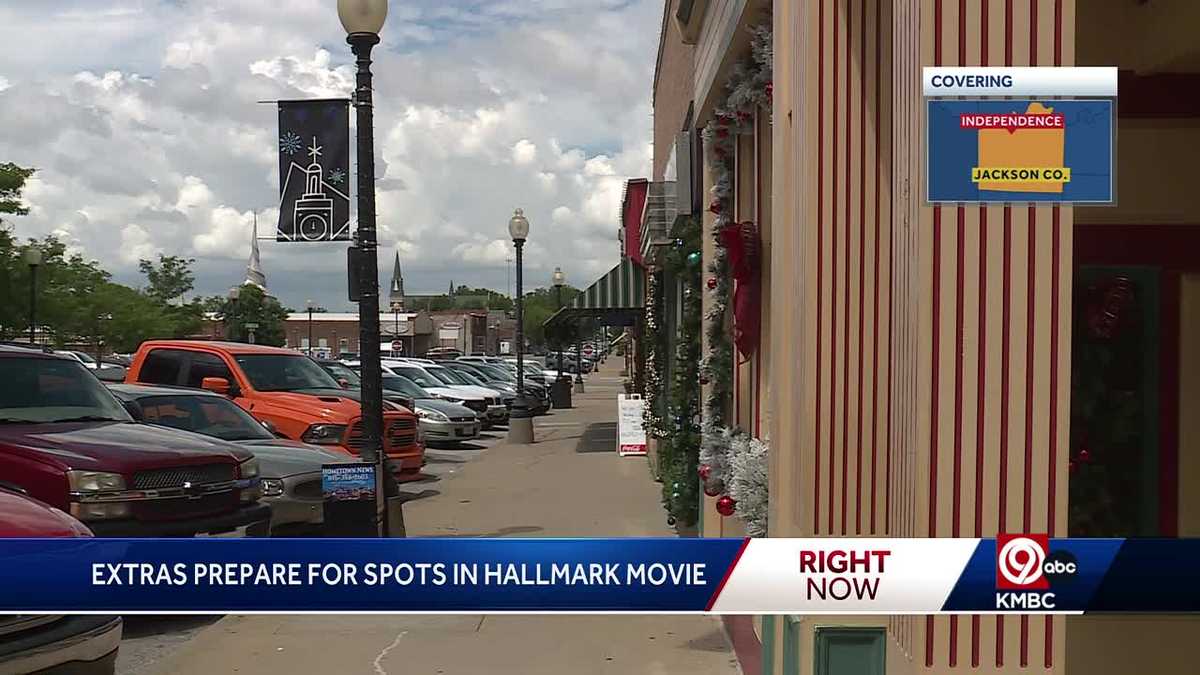 Extras prep for Chiefs Hallmark Christmas movie filming in Kansas City