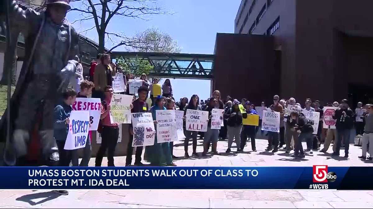 UMass Boston students walk out of class to protest Mt. Ida deal