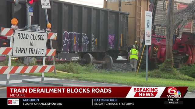 Metairie train derailment closes multiple crossings overnight