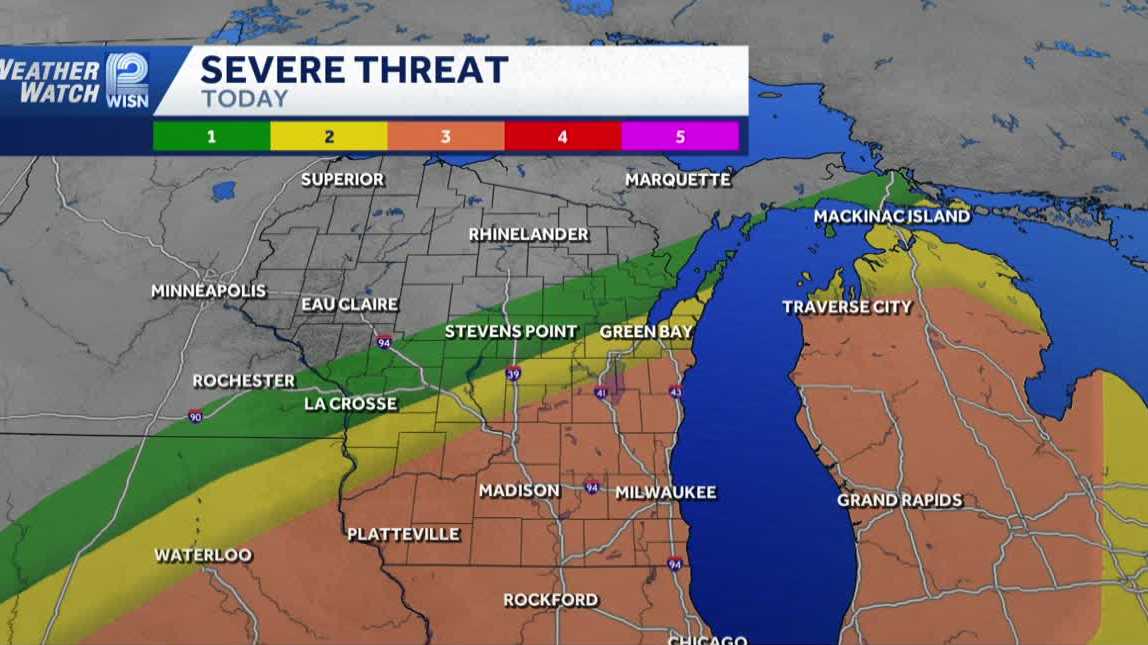 Level 3 storm risk targets southeastern Wisconsin on Wednesday