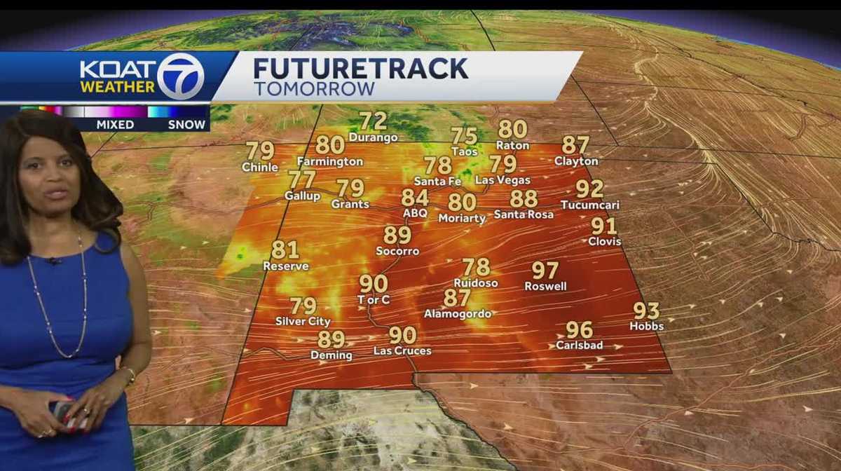 Warming trend with isolated storms in New Mexico