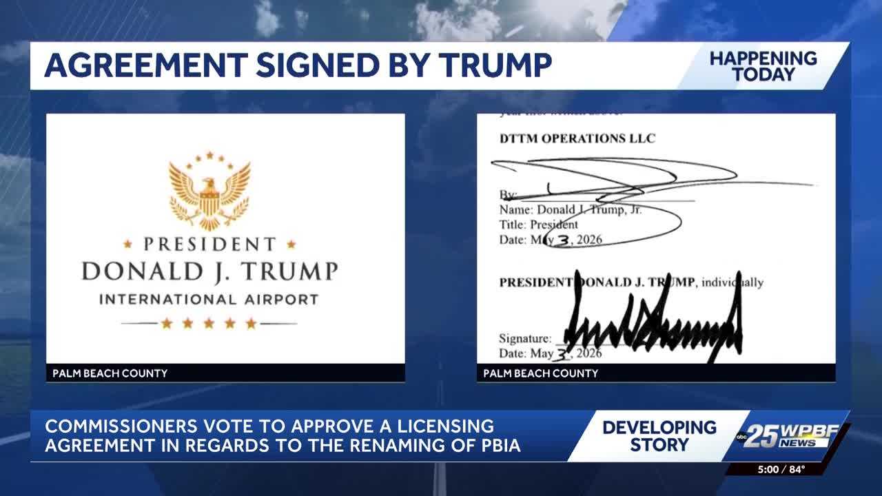 Palm Beach County commissioners approve licensing agreement for 'President Donald J. Trump International Airport'