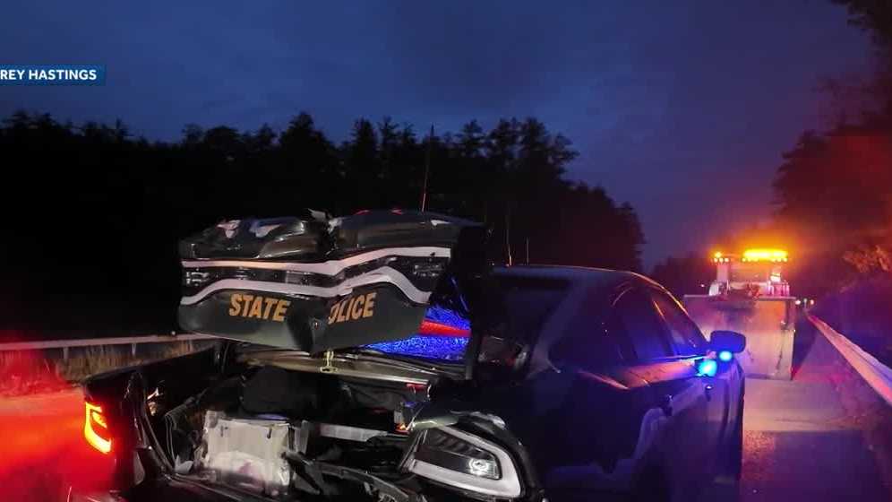 New Hampshire State Police cruiser struck by pickup truck