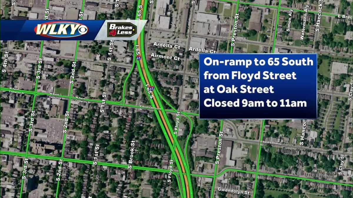 Louisville,lane, ramp closures on I65 around downtown