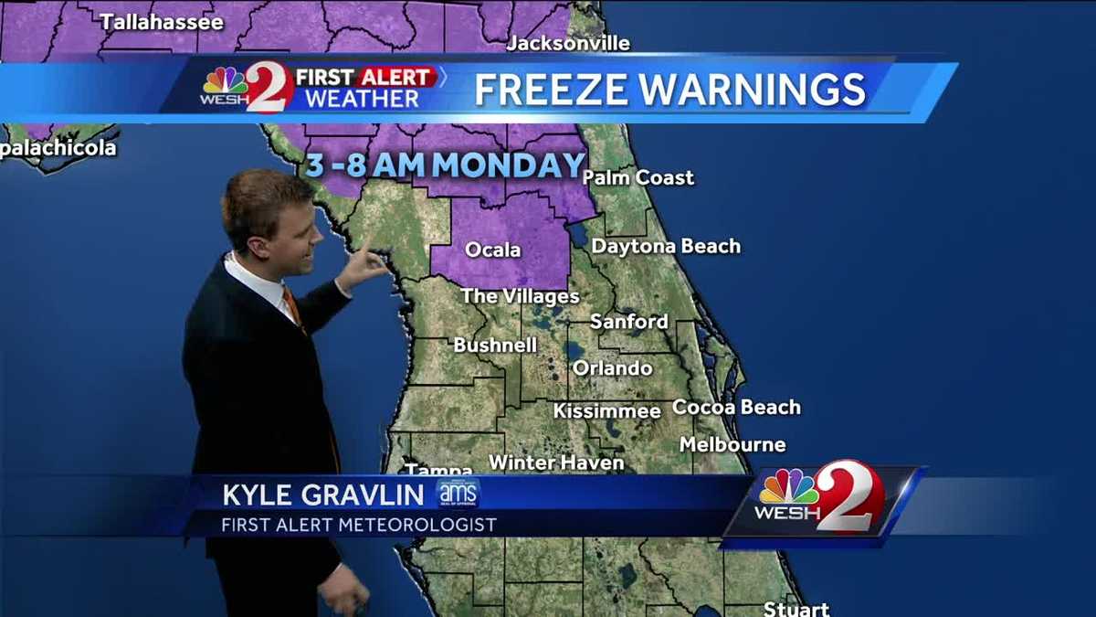 Cold overnight temperatures in Central Florida