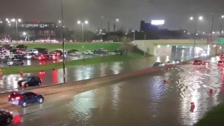 Flash flooding traps cars near American Family Field after Brewers game
