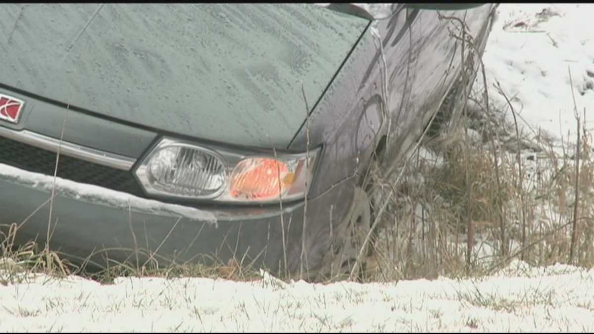 Slippery roads lead to crashes