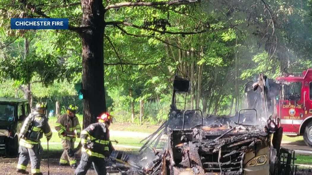 Multiple towns respond to RV fire in Chichester - WMUR
