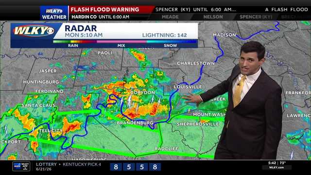 Heavy rain and storms Monday morning