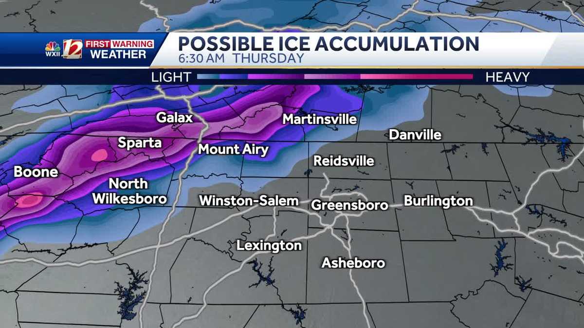 Winter storm: ice in the mountains of North Carolina and Virginia