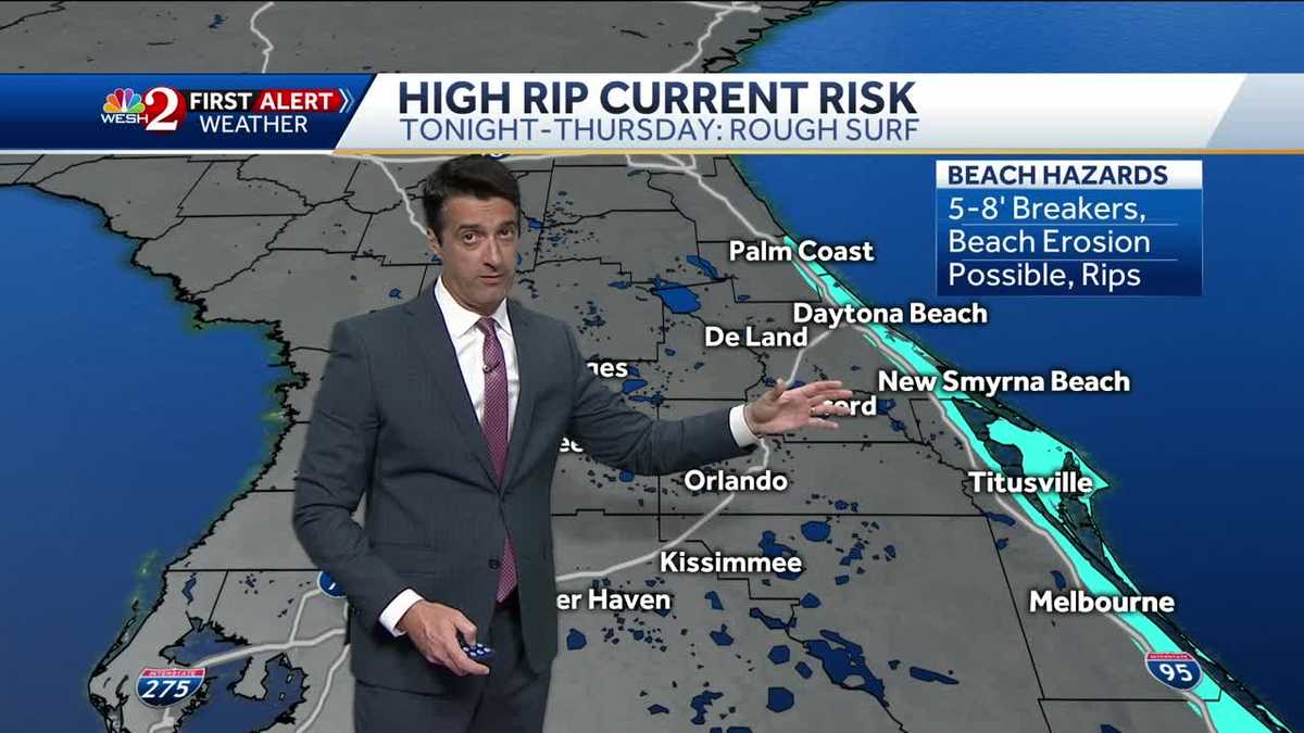 High rip current risk, rough surf