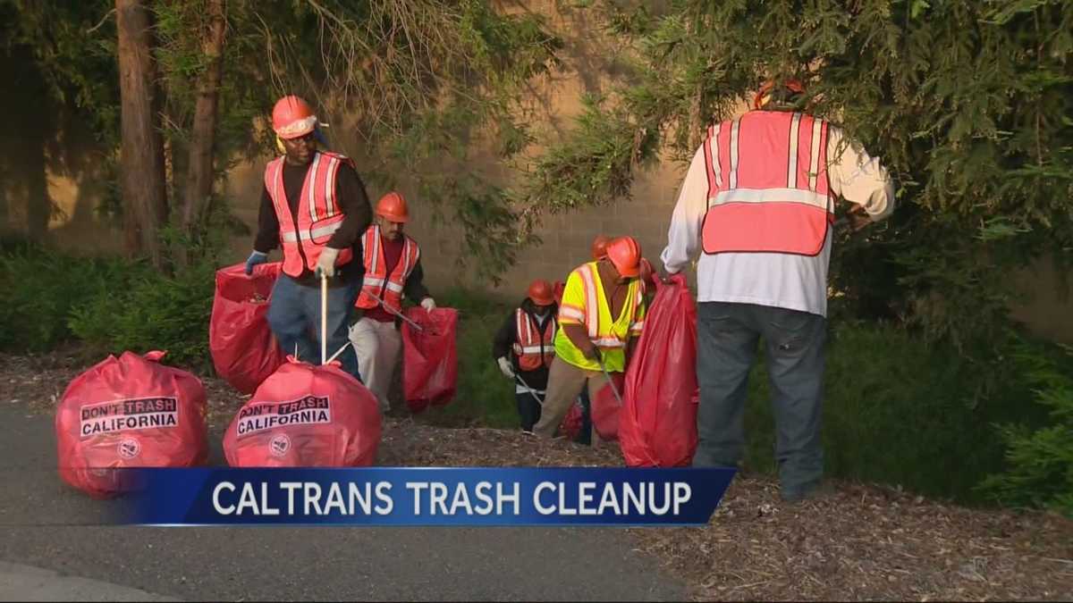 Caltrans picks up trash along freeways