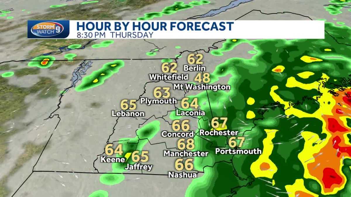 New Hampshire forecast Showers with some storms for Thursday
