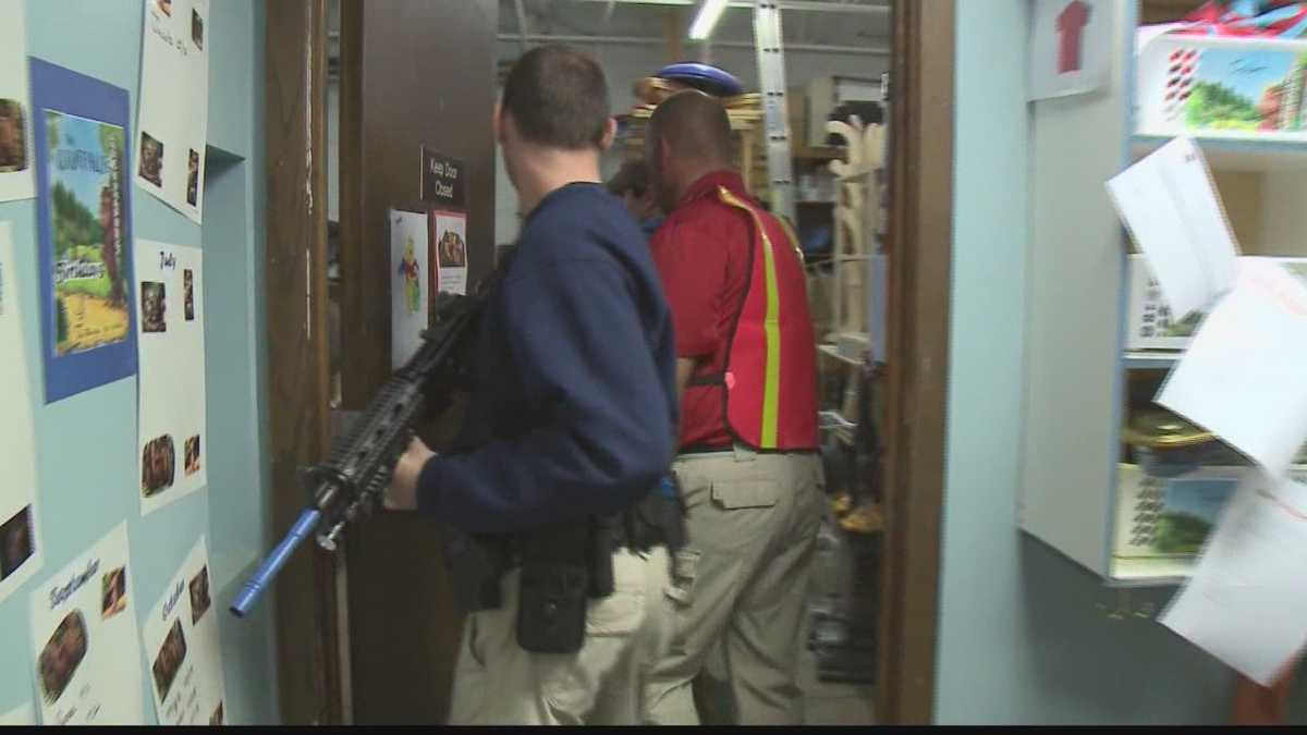 Law enforcement participate in active shooter training