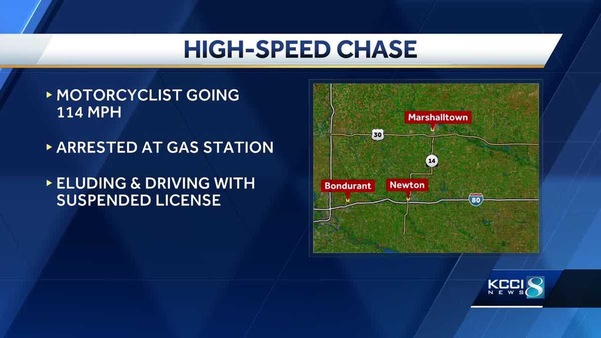 Iowa crime: Motorcycle chase reaches 114 mph before arrest – KCCI Des Moines