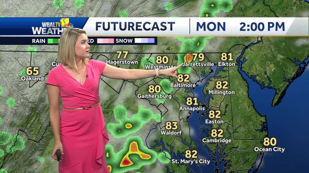 Mostly sunny Monday with chance of thunderstorms