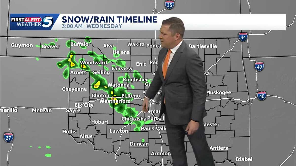 TIMELINE: Rain and snow mix expected in Oklahoma overnight into Wednesday