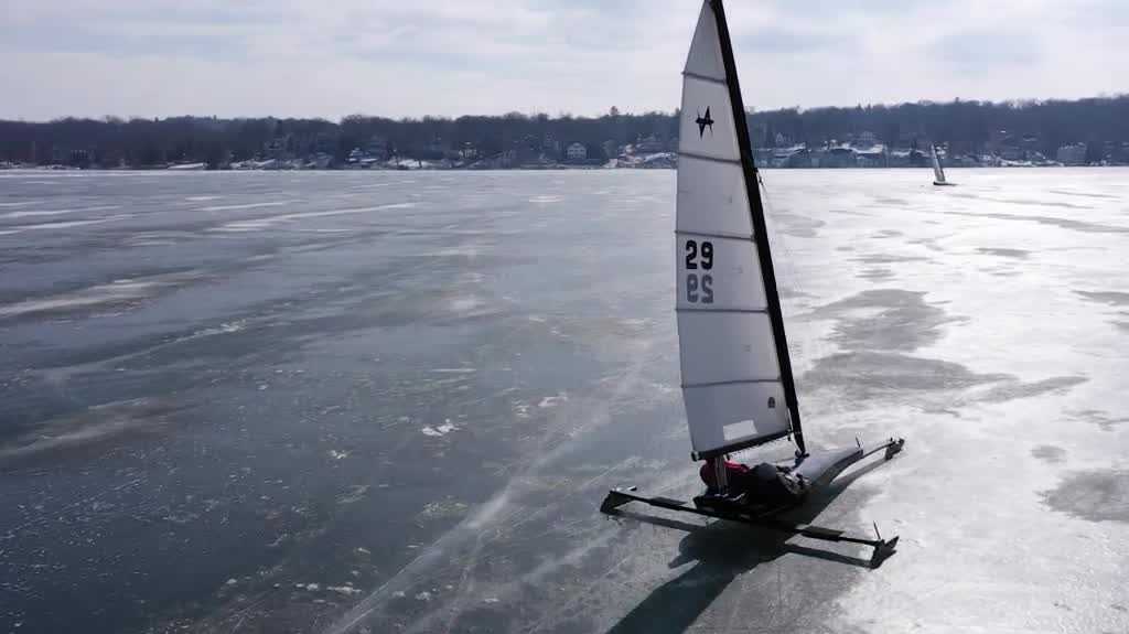 Ice boaters chase wind and smooth ice on Geneva Lake