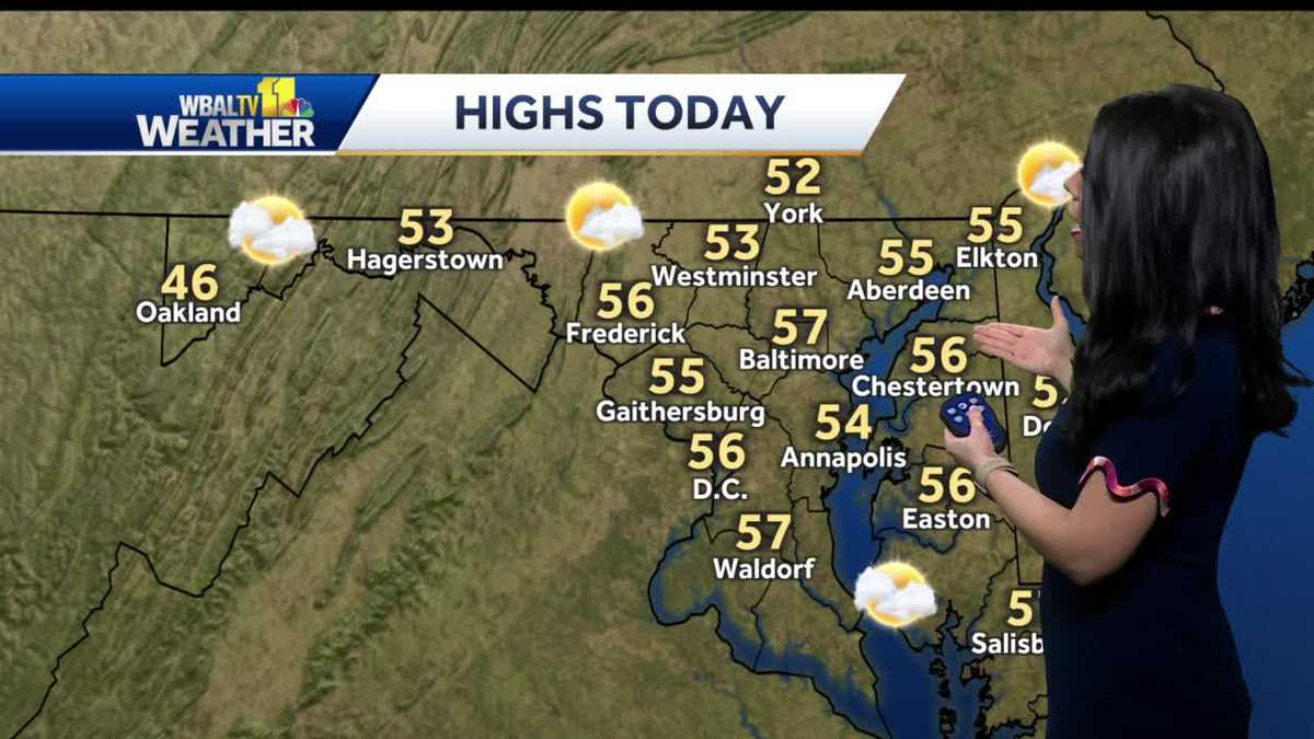 Partly cloudy Tuesday with temps in the 50's