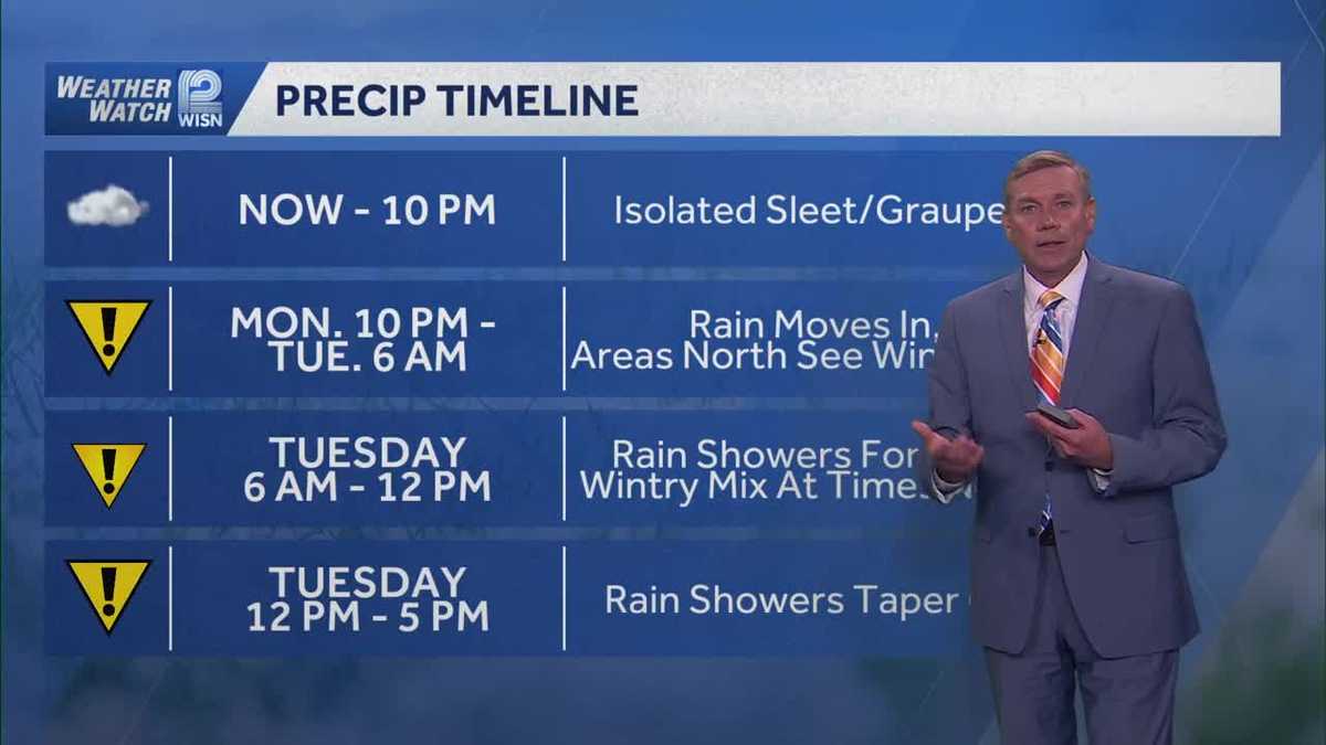 Wintry mix of rain and snow Monday night, Tuesday in SE Wisconsin