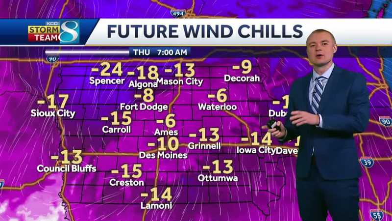 Iowa weather: Bone-chilling cold moves in tonight