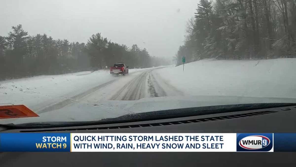 New Hampshire DOT crews clearing roads after storm