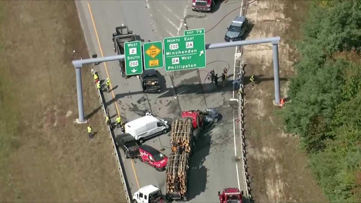 6 people injured in 7-vehicle crash involving lumber truck on Route 2
