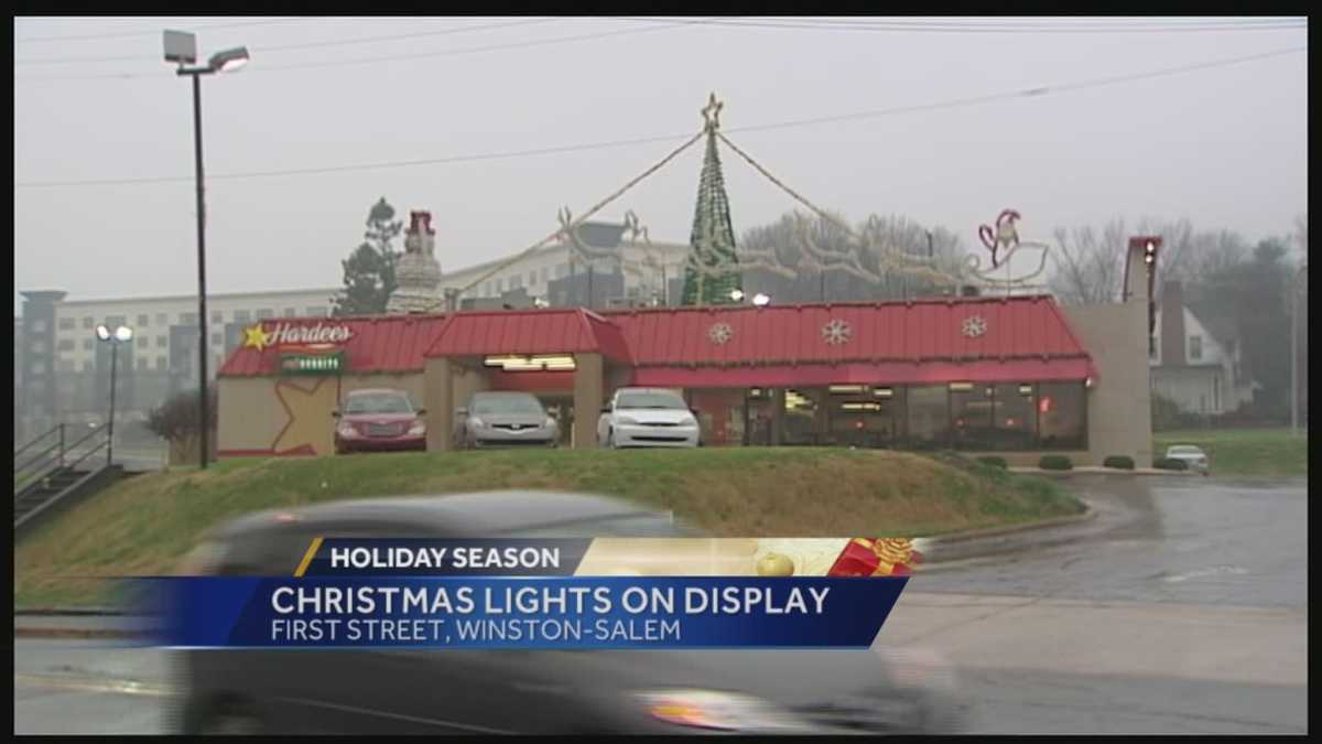 Christmas lights on display at Hardee's