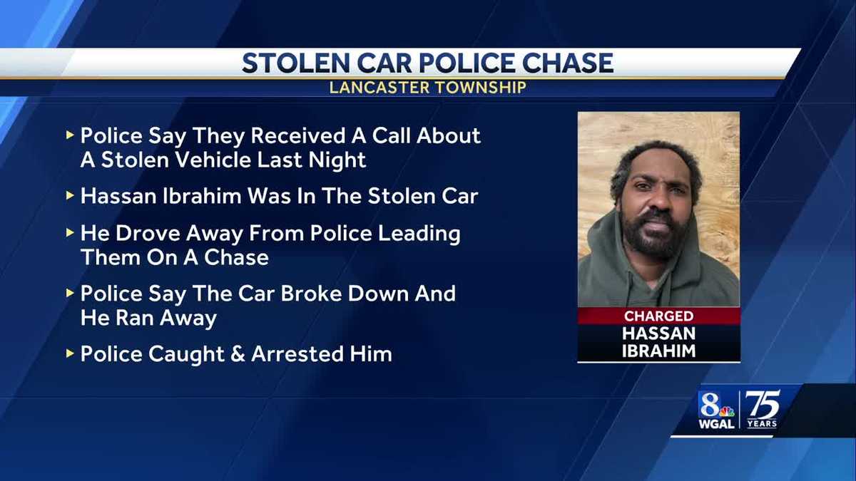 Lancaster County: Car thief caught after vehicle breaks down, police say
