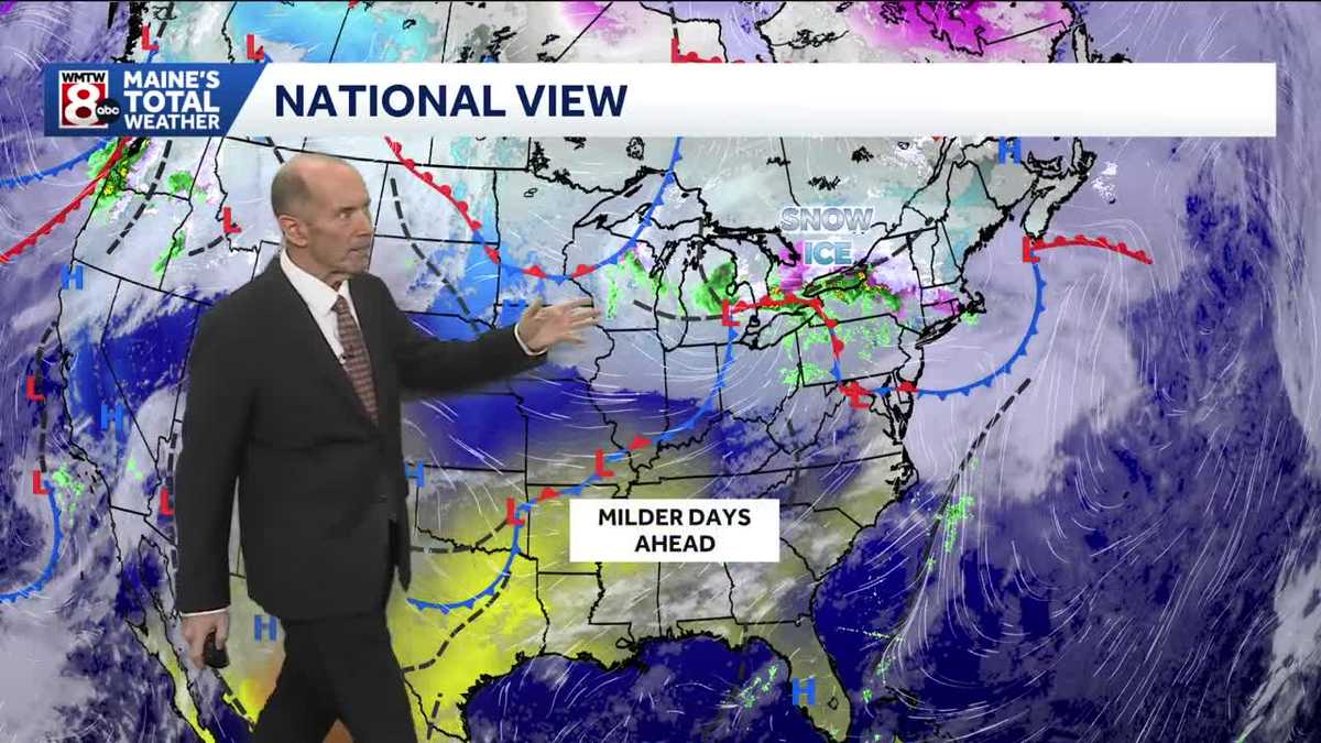 Another round of snow, with ice mixing in along the coast