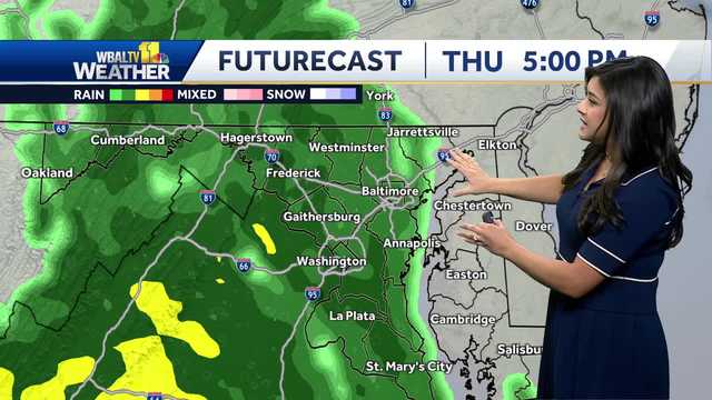 Colder temps, rain showers in the forecast for Maryland