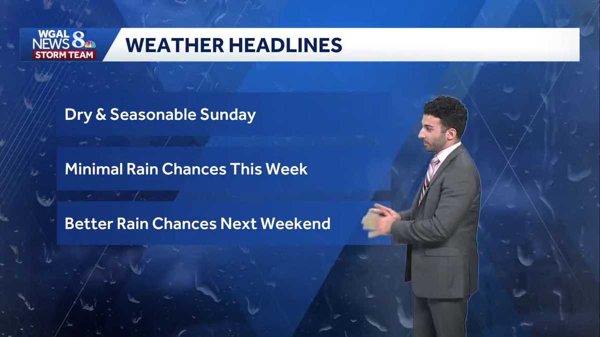 Seasonable and dry Sunday, mainly dry through the work week