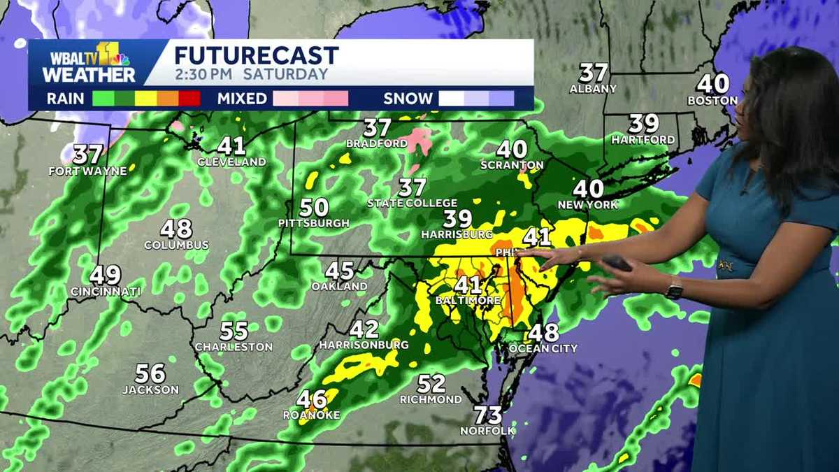 Consistent rain on the way to Maryland this afternoon