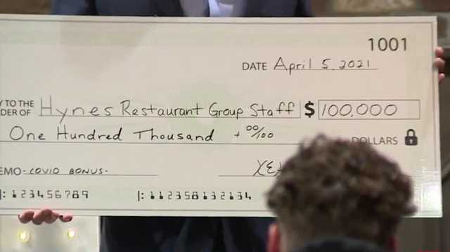 Restaurant workers get $100,000 'thank you' bonus