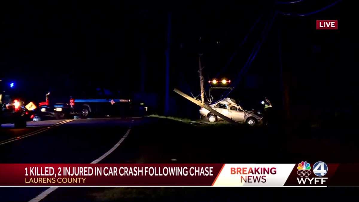 1 killed, 2 injured in car crash following chase in Laurens County