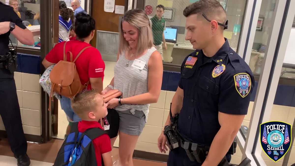 Slidell police welcome fallen officer's son to first day of school