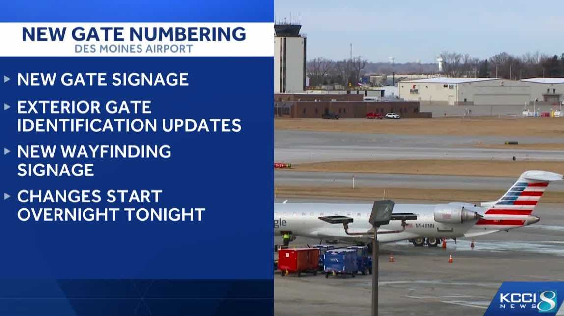 Des Moines airport changing gate numbers ahead of new terminal opening