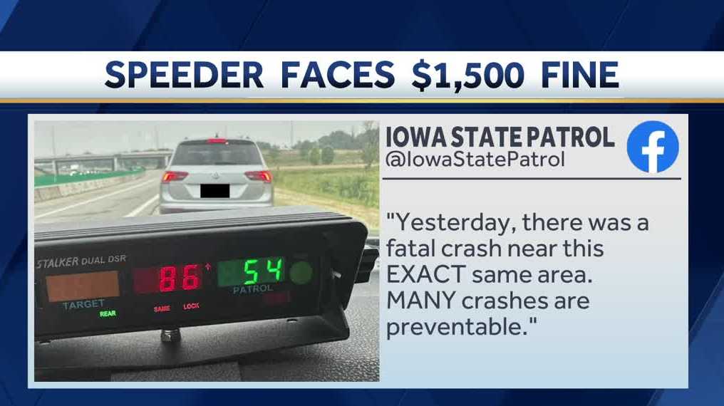 Teen fined $1,500 for speeding in Iowa construction zone