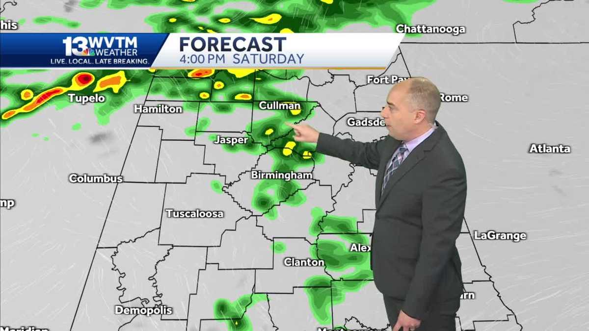 Showers and a few storms likely Saturday evening through Sunday - WVTM