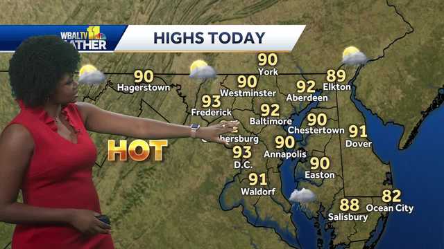 Hot and humid with storms in the afternoon in Maryland