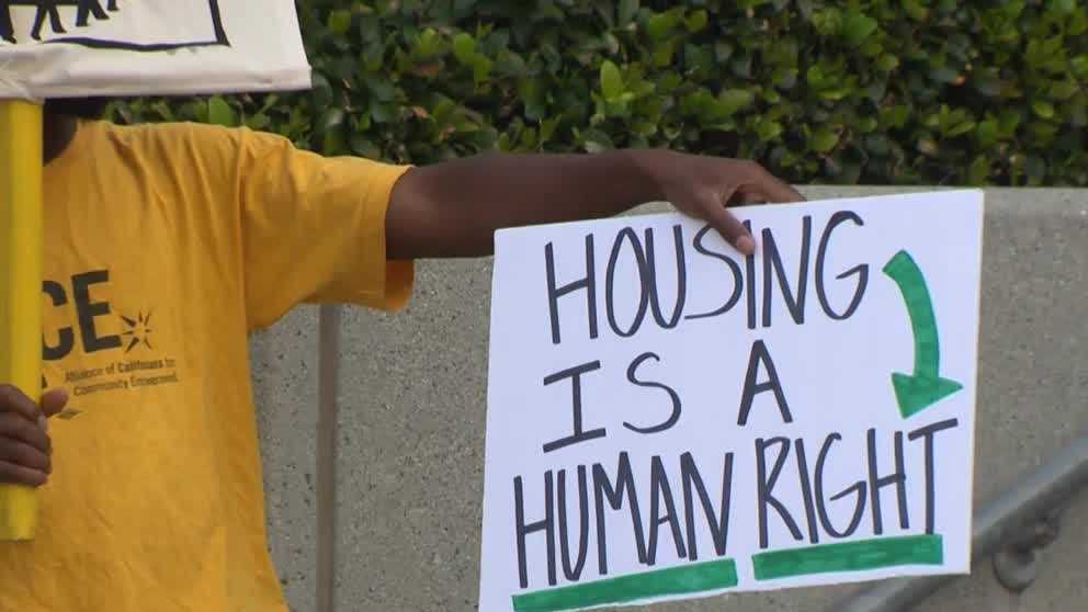 Group protests against new evictions law in Sacramento