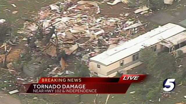 Tornado devastates mobile home park near Shawnee, Okla.