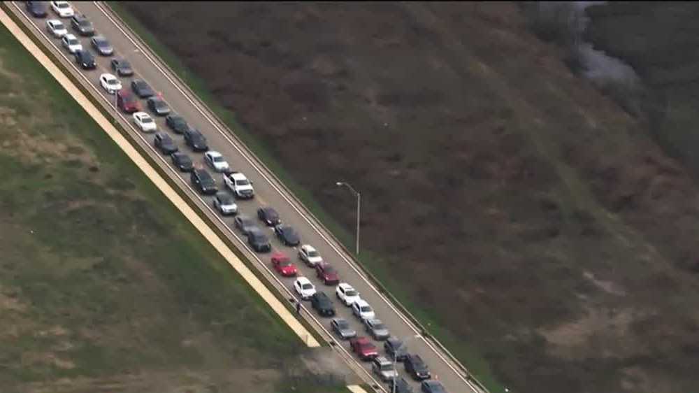 Long lines for emergency food distribution in Allegheny County